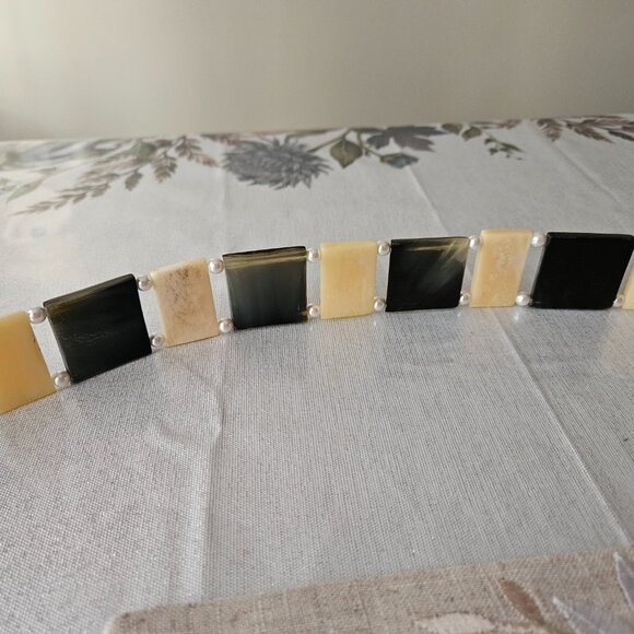 Vintage BoHo Panel Link Brown Horn Belt main image 6